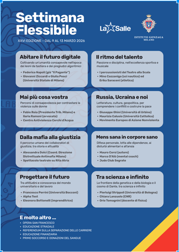 I Licei presentano la Settimana Flessibile 2026. Al via la XXVI edizione tra innovazione, impegno civile e grandi incontri SettFlex2026 locandina 1